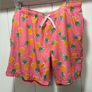 Bearbottom Swim Trunks Pineapple Print Pink 7" Inseam Lined Beach Men’s Size XXL
